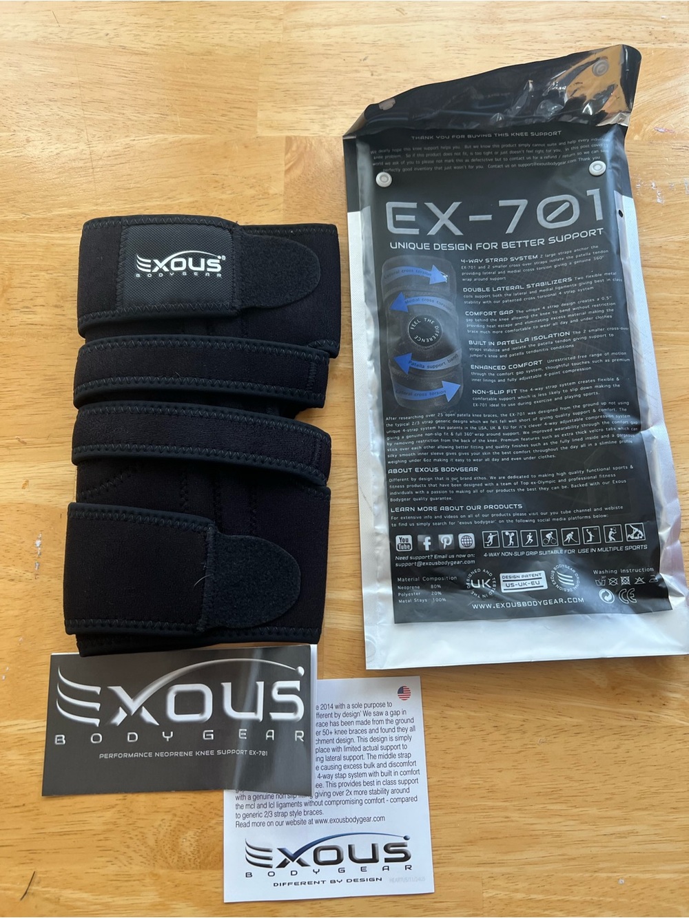 EX-701 Black Neoprene Knee Support with Adjustable Straps